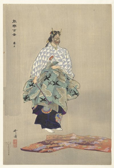 Scène de la pièce de théâtre Noh Aoinoue - Tsukioka Kogyo