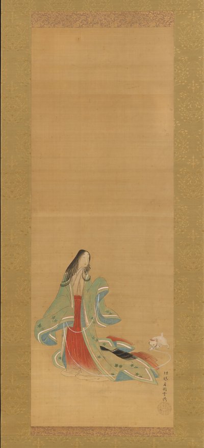 La Troisième Princesse avec son Chat, des Nouveaux Herbes I Wakana I..., 18e siècle - Tsukioka Masanobu