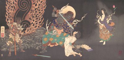 Fudo Myoo menaçant un novice, 1885 - Tsukioka Yoshitoshi