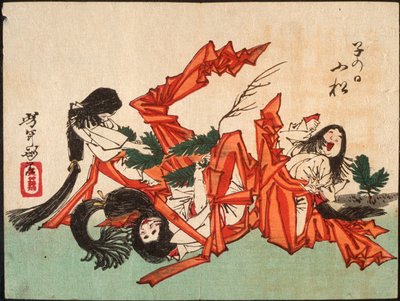 Ziehen von Kieferntrieben am Tag der Ratte - Tsukioka Yoshitoshi