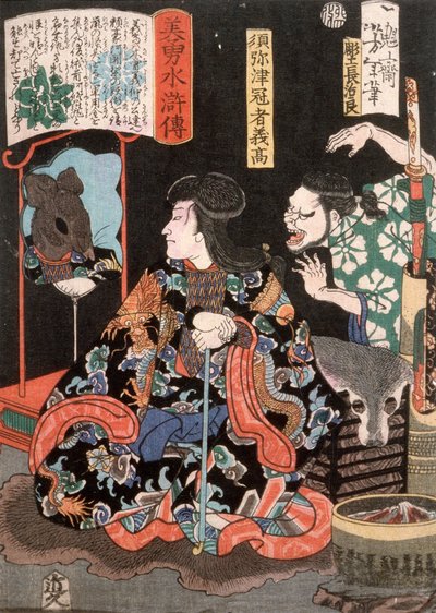 Shumitsu Kanja Yoshitaka als Ratte in einem Spiegel reflektierend - Tsukioka Yoshitoshi