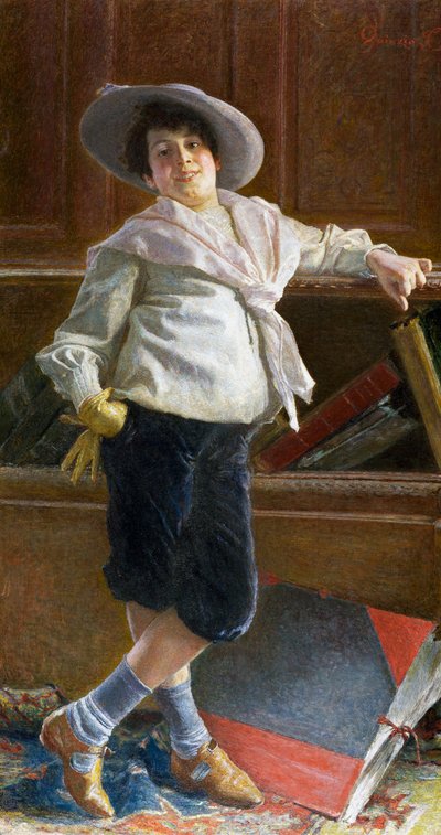 Portrait de jeune homme, peinture par Tullio Salvatore Quinzio (1858-1918) - Tullio Salvatore Quinzio