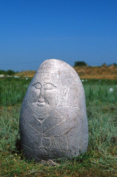Pierre tombale du Khanat turc occidental, VIe-Xe siècle - Turkic School