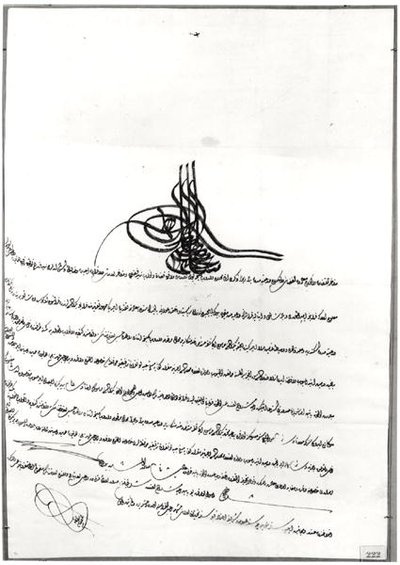 Document donnant un sauf-conduit à René de Chateaubriand (1768-1848) par le sultan Selim III (1761-1808) 14-23 septembre 1806 - Turkish School