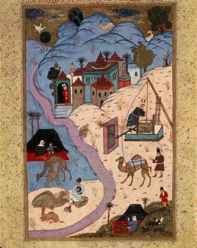 Peinture représentant des scènes de la vie quotidienne dans l