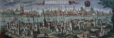 Vue panoramique de Constantinople, fin du XVIIIe siècle - Turkish School