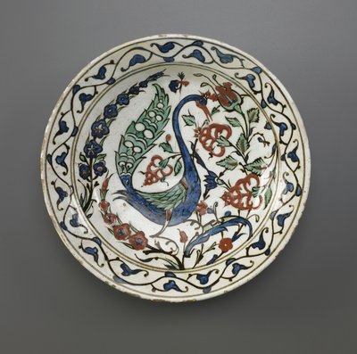 Assiette, Iznik, dynastie ottomane, fin 16e-début 17e siècle - Turkish School