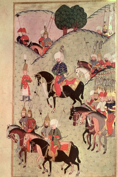 TSM H.1339 Sultan Selim II (1524-74) chevauchant entre Kotahia et Belgrade pour rejoindre l