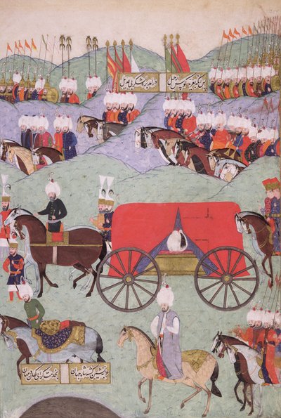 Le retour du corps du sultan Suleyman (1521-1566) copié pour la bibliothèque du roi, Istanbul, 1579 - Turkish School