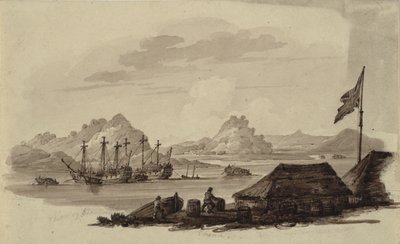Canonnières britanniques et bateaux œufs Tanka à Whampoa, Canton, un mouillage en eau profonde sur la côte chinoise - Ubekendt