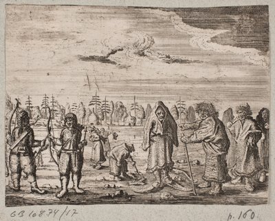 Nomades avec des rennes dans un paysage enneigé - Ubekendt