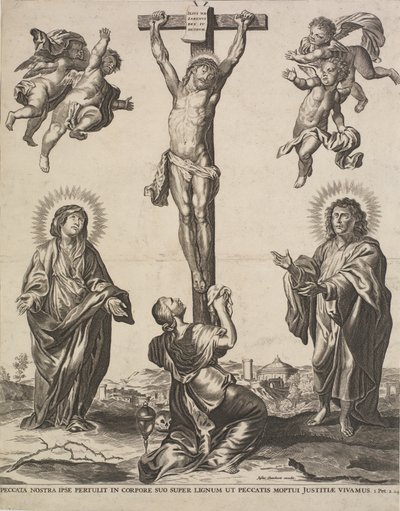 Christ en croix, avec la Vierge, Marie-Madeleine et Saint Jean et quatre anges - Ubekendt KKSgb5444
