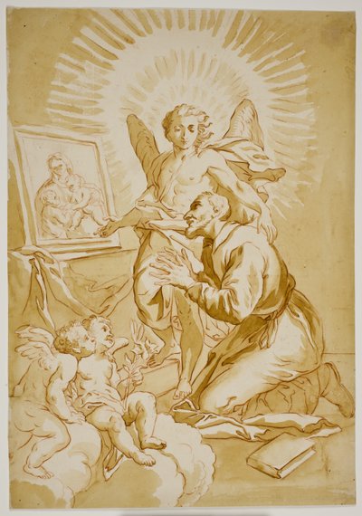 Saint Philippe Néri adorant une peinture de la Madone montrée par un ange - Ubekendt Ubekendt