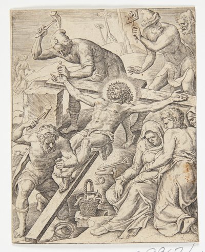 Christ cloué sur la croix - Ubekendt efter Dirck Volckertsz. Coornhert efter Maarten van Heemskerck