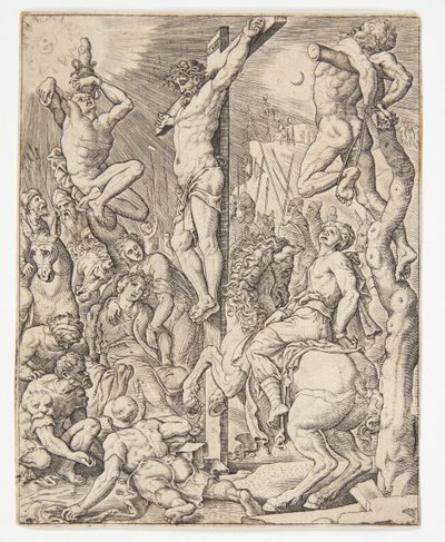 La mort du Christ sur la croix - Ubekendt efter Dirck Volckertsz. Coornhert efter Maarten van Heemskerck