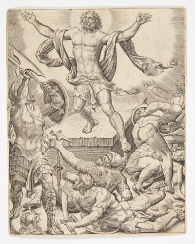 La résurrection - Ubekendt efter Dirck Volckertsz. Coornhert efter Maarten van Heemskerck
