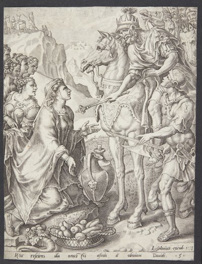 Abigaïl apaisant David - Ubekendt efter Maarten van Heemskerck