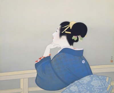 Une femme attend le lever de la lune - Uemura Shoen