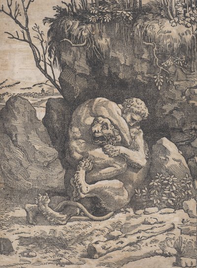 Hercule et le lion de Némée, vers 1517-18 - Ugo da Carpi