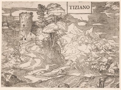 Paysage avec un berger - Ugo da Carpi