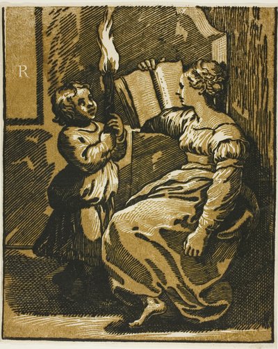 La Sibylle et un enfant portant une torche - Ugo da Carpi