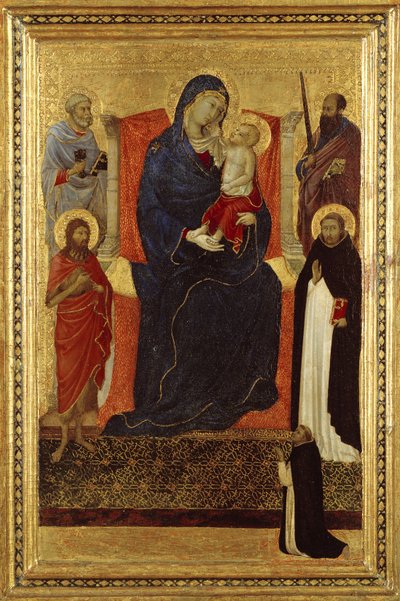Vierge et Enfant en trône avec les saints Pierre, Paul, Jean-Baptiste, Dominique et un donateur, 1325-35 - Ugolino di Nerio