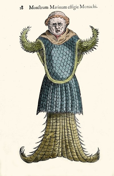 Le moine de mer, poisson imaginaire et monstre marin par Ulisse Aldrovandi (1522-1605), "Monstrorum Historiae", Bologne 1642 - Ulisse Aldrovandi