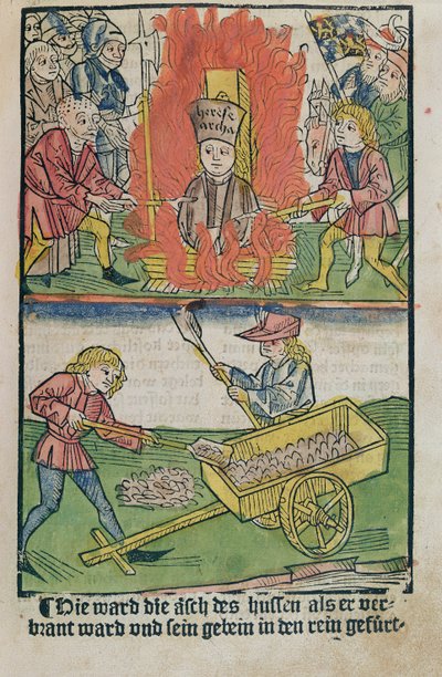 Jan Hus brûlé sur le bûcher au concile de Constance, tiré de 