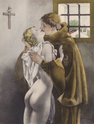 Brunelleschi illustration for Contes et Nouvelles de La Fontaine (colour litho) - Umberto (after) Brunelleschi
