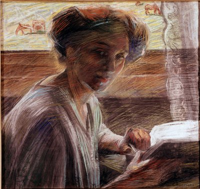 Portrait de la sœur du peintre lisant - Umberto Boccioni