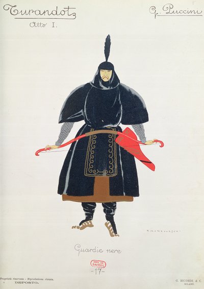 Costume pour les Gardes Noirs de Turandot par Giacomo Puccini - Umberto Brunelleschi