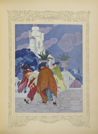 Quatre hommes masqués la portèrent au sommet de la tour, illustration de 
