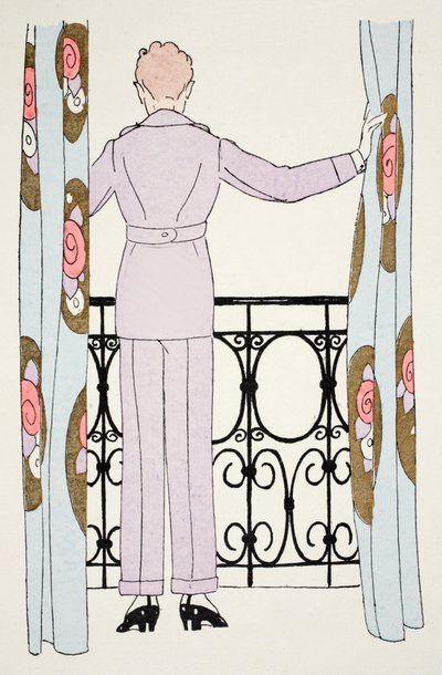 Femme en costume-pantalon à la fenêtre - Umberto Brunelleschi