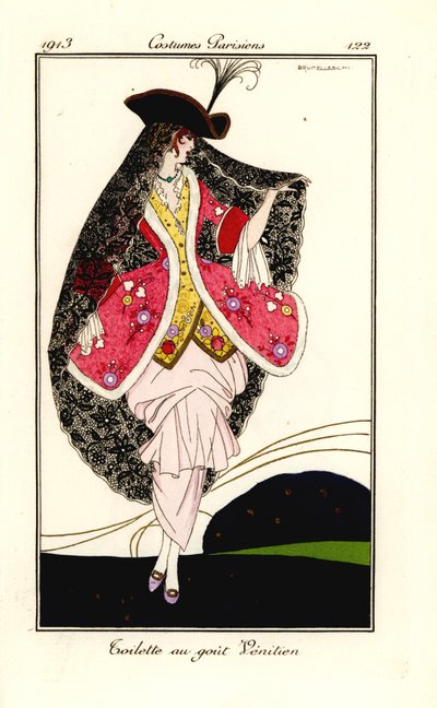 Femme en tenue à la mode de goût vénitien - Umberto Brunelleschi