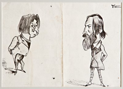 Caricatures (encre de Chine sur papier) - Umberto Tirelli