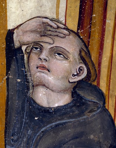 Un moine regardant le ciel (détail) - Umbrian School