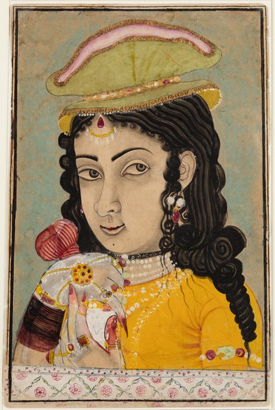 Une dame européenne tenant une bouteille et une tasse, vers 1710-1720 - Unbekannt