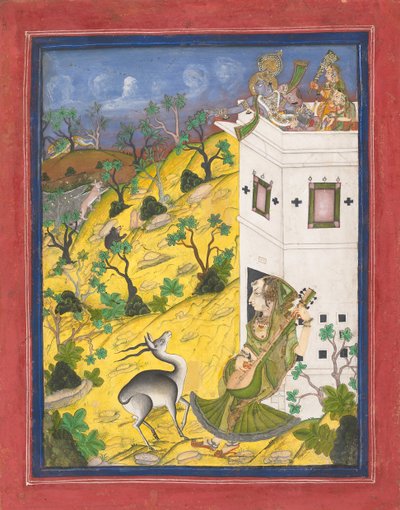 Une musicienne charme une antilope, vers 1825 - Unbekannt