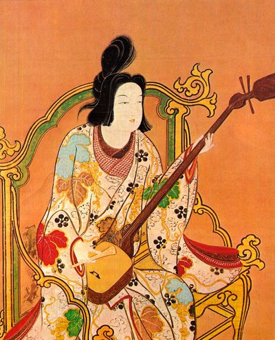 Une fille jouant du shamisen, seconde moitié du 17e siècle - Unbekannt