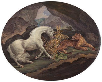 Un cheval effrayé par une lionne, vers 1800 - Unbekannt