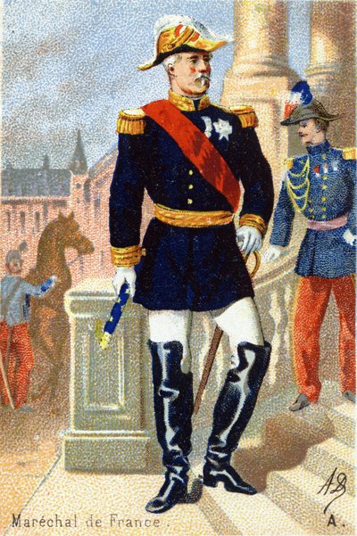 A : Maréchal de France. Gravure dans « Alphabet militaire ». Initiales de l