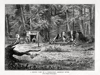 Un camp minier sur une rivière nord-ouest américaine, 1877 - Unbekannt
