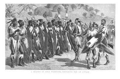 Rassemblement de guerriers zoulous - Préparation pour une attaque, 1879 - Unbekannt