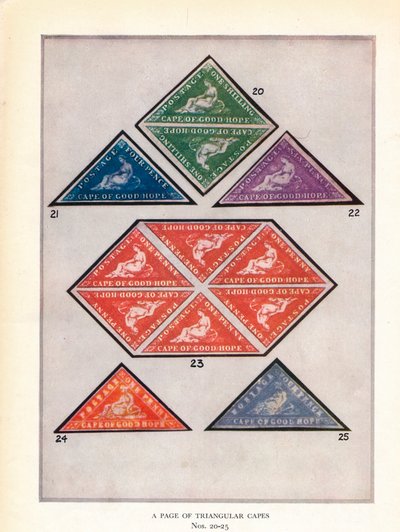 Une page de capes triangulaires Nos. 20-25, vers 1943, 1944 - Unbekannt