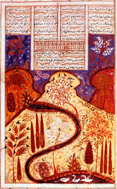 Un jardin paradisiaque, miniature persane, vers 1300 - Unbekannt