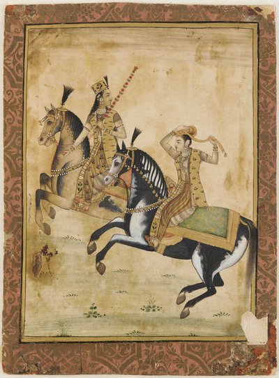 Un prince et une princesse à cheval, 18ème siècle - Unbekannt