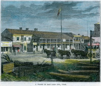 Une rue à Salt Lake City, Utah, États-Unis, vers 1880 - Unbekannt