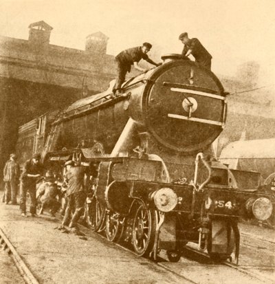 Un lavage et une mise en beauté pour le Flying Scotsman, vers 1930 - Unbekannt