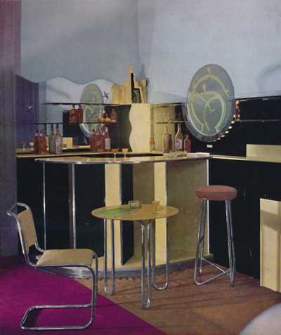 Un bar à cocktails par la British Vitrolite Company de Londres, conçu par Kenneth Cheesman, 1935 - Unbekannt
