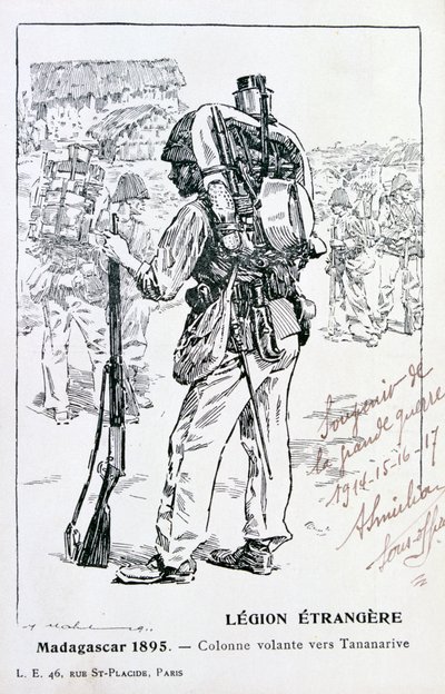 Une colonne de la Légion étrangère française avançant vers Tananarive, Madagascar, 1895 - Unbekannt